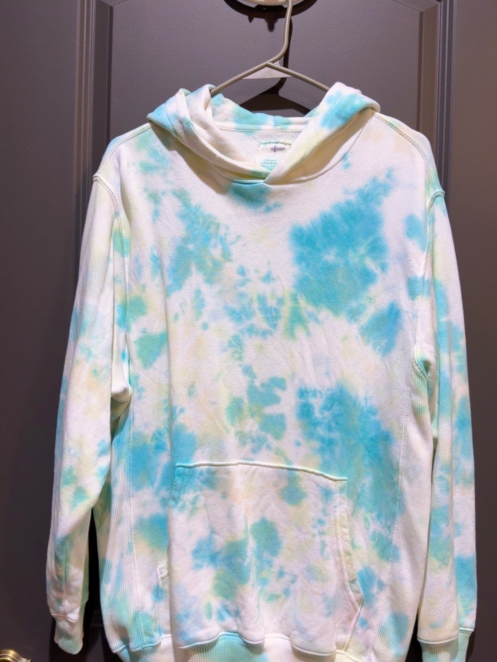 aerie Tie-Dye Hoodie in Aqua and Cream